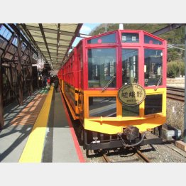 トロッコ嵯峨駅に到着（提供写真）