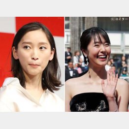 妻で女優の杏（左）、女優の唐田えりかは会見をどう見た？（Ｃ）日刊ゲンダイ