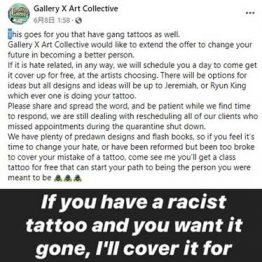 人種差別的タトゥーに後悔…無料で別のデザインに変えます