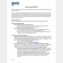 NY市保健局はセックスのための新たな指針を発表（NYC保健局のホームページより）