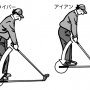 ボールと体の適切な間隔 シャフトを地面に置いて確認する