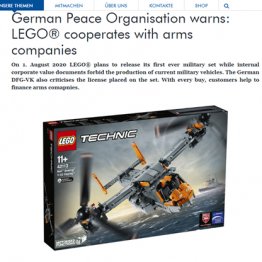 レゴ社「オスプレイ」発売中止 ドイツ平和運動団体が抗議