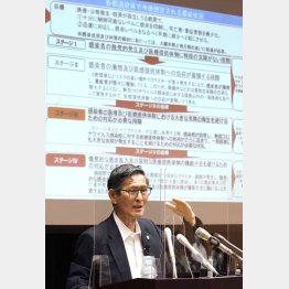 ６指標を発表した分科会の尾身会長（Ｃ）共同通信社