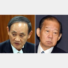 ケムに巻いていた菅官房長官（左）、思惑通りの二階自民党幹事長（Ｃ）日刊ゲンダイ