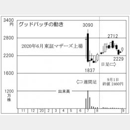 「グッドパッチ」の株価チャート（Ｃ）日刊ゲンダイ