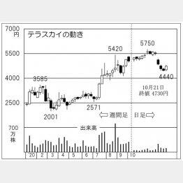 テラスカイの株価チャート（Ｃ）日刊ゲンダイ