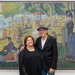 点描派スーラの代表作？キャンバスは緩衝シートのプチプチ