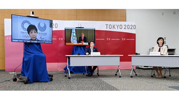 東京五輪・パラリンピックで海外からの一般客受け入れを巡り開催された5者会議（代表撮影）