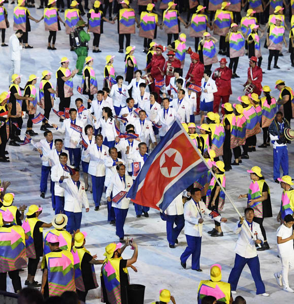 2016年リオ五輪の北朝鮮は金2個を含む7個のメダルを獲得したが（Ｃ）共同通信社