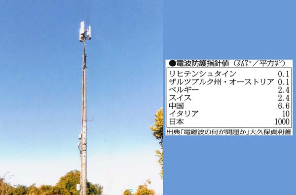 「基地局」は7、8メートルの鉄塔の先端にアンテナ（提供写真）