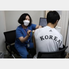 鼻で笑う前に参考にしたらどうだ（韓国柔道選手のワクチン接種）　（Ｃ）ロイター／ゲッティ・イメージズ