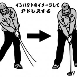 インパクトの形をイメージしどこにクラブを振り抜くのかを考えて構える