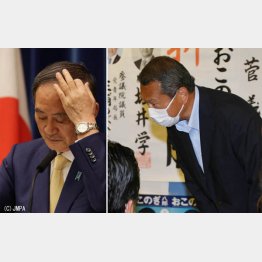 菅首相（左）の全面支援がマイナスに。小此木候補は閣僚を辞しての出馬だった（Ｃ）日刊ゲンダイ