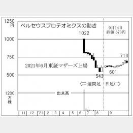 「ペルセウスプロテオミクス」の株価チャート（Ｃ）日刊ゲンダイ