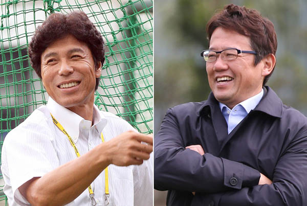 新監督に浮上している秋山幸二氏（左）と古田敦也氏（Ｃ）日刊ゲンダイ