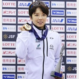 全日本距離別選手権女子500ｍで7連覇を達成した小平（Ｃ）共同通信社