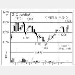 「ZOA」の株価チャート（Ｃ）日刊ゲンダイ