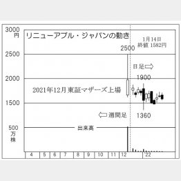 「リニューアブル・ジャパン」の株価チャート（Ｃ）日刊ゲンダイ