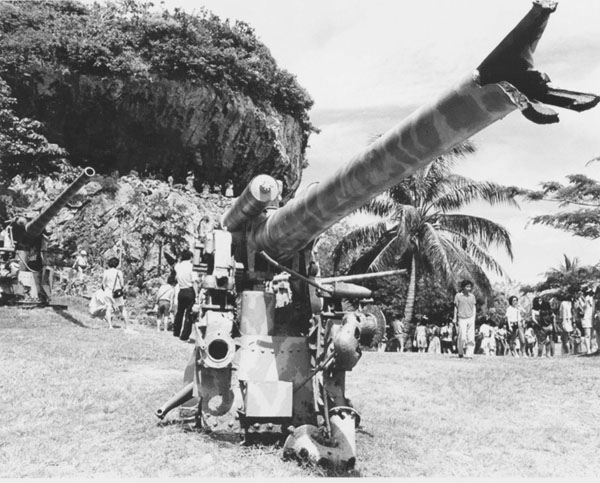 玉砕の地サイパン最後の日本軍司令部跡に残る旧日本軍の高射砲（Ｃ）共同通信社