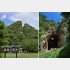 相川鶴子金銀山遺跡の「道遊の割戸（どうゆうのわりと）」、右はその採掘跡（Ｃ）共同通信社
