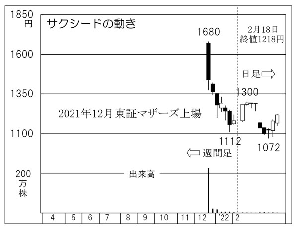 「サクシード」の株価チャート（Ｃ）日刊ゲンダイ