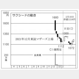 「サクシード」の株価チャート（Ｃ）日刊ゲンダイ