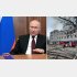 プーチン大統領（＝ロイター／Sputnik／Kremlin）はとことんまでやるのか（右は、ウクライナ首都空爆で破壊された軍事基地の建物）／（Ｃ）ロイター＝共同