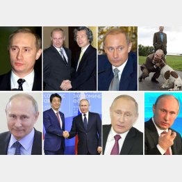 ロシアのプーチン大統領（左上から時計回りに、1998年、2001年、2003年、2007年、2012年、2016年、2019年、現在）／（Ｃ）共同