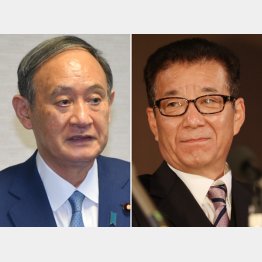 菅前首相（左）と維新の松井代表（Ｃ）日刊ゲンダイ