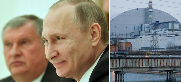 チェルノブイリ原発（右）も掌握したプーチン大統領（Ｃ）ロイター