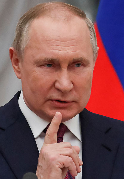 狂った暴走を続ける独裁者（ロシアのプーチン大統領）／（Ｃ）ロイター