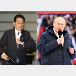 ロシアのプーチン大統領（右、＝ロイター）はこれからも容赦ない対抗措置を取る。日本にとっても地獄はこれから（岸田首相）／（Ｃ）共同通信社