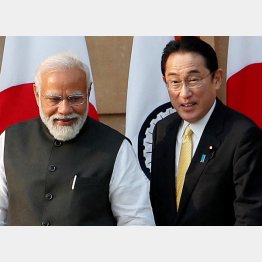 岸田首相（右）の訪インドでも不発か。モディ首相は直接の言及を避けた（Ｃ）ロイター