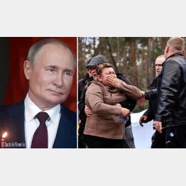 戦争は残酷だ（ロシアのプーチン大統領、息子の遺体を井戸から掘り起こされ、泣き叫ぶ母親＝キエフ地域）／（Ｃ）ロイター