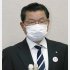 会見する山口県阿武町の花田憲彦町長（Ｃ）共同通信社