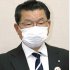 会見した山口県阿武町の花田憲彦町長（Ｃ）共同通信社