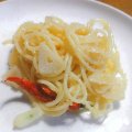 【たらこスパゲティ】輪切りニンニクをちりばめ“スタミナ度”アップ！