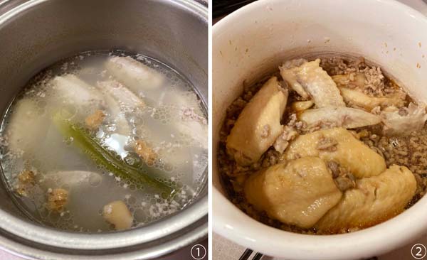 写真①スープ（左）と写真②タレ（Ｃ）日刊ゲンダイ