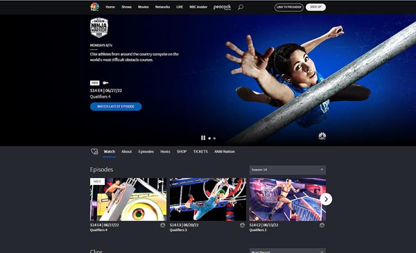 American Ninja Warrior - NBC.comのトップページ