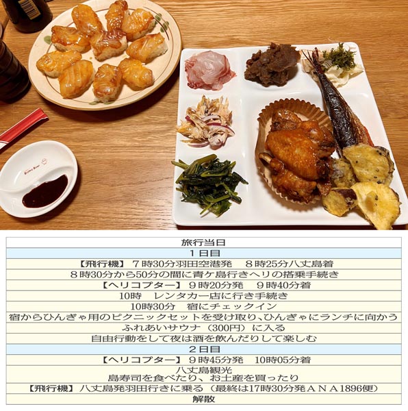 宿で出された島寿司など島の料理（Ｃ）日刊ゲンダイ