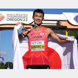 男子35キロ競歩で銀メダルを獲得した川野（Ｃ）ロイター／USA TODAY Sports