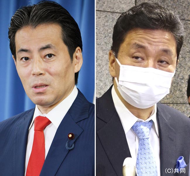 開き直った（自民党の福田総務会長＝左、岸防衛相）／（Ｃ）日刊ゲンダイ