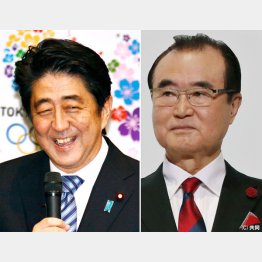 「ゴルフ」や「会食」を重ねる特別な関係が、AOKIが東京五輪公式スポンサーになるや…（左から、安倍元首相とAOKI創業者の青木拡憲容疑者）／（Ｃ）日刊ゲンダイ