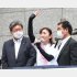 選挙最終日、街頭演説を行なう生稲氏（中央）と萩生田氏（左）／（Ｃ）日刊ゲンダイ