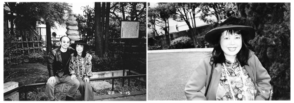 ②荒木と草間 ③草間のポートレート（ともに新宿区の漱石公園にて＝1989年撮影）／（提供写真）