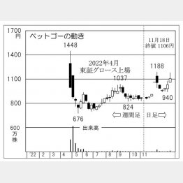 ペットゴーの株価チャート（Ｃ）日刊ゲンダイ