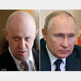 影響力低下（ロシアのプーチン大統領＝右）、民間軍事会社「ワグネル」率いるプリゴジン氏（左）が台頭か？（Ｃ）ロイター／Sputnik