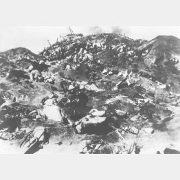 硫黄島に上陸した米軍兵士たち。日本軍の猛反撃に一進一退の攻防が繰り返された＝1945年2月19日（米軍提供）　