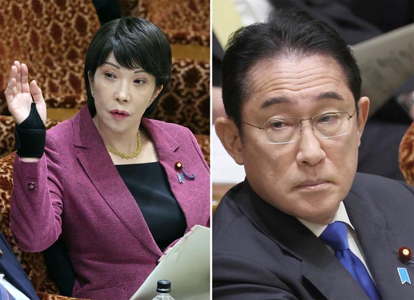 高市経済安保担当相（左）は大概にしろ。岸田首相は頬かむり（Ｃ）日刊ゲンダイ