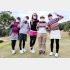 左からV.V Mei、田中理恵、MAIKO、島田裕代、依吹怜と一緒にマスクをつけてラウンド（提供写真）